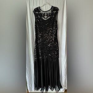 Retro Stage 1920s Sequin Maxi Flapper Dress (Size XXL)